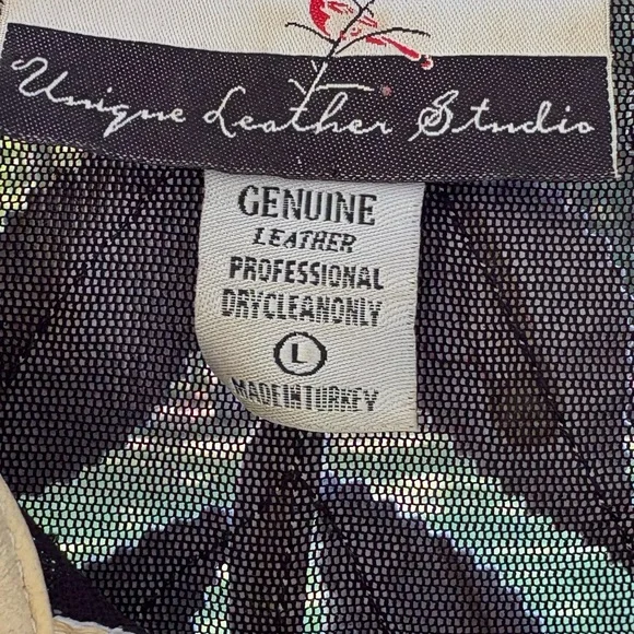 Vintage Leather by Unique Leather Studio Women’s Gold Leaf Leather Jacket Sz L - Picture 2 of 7